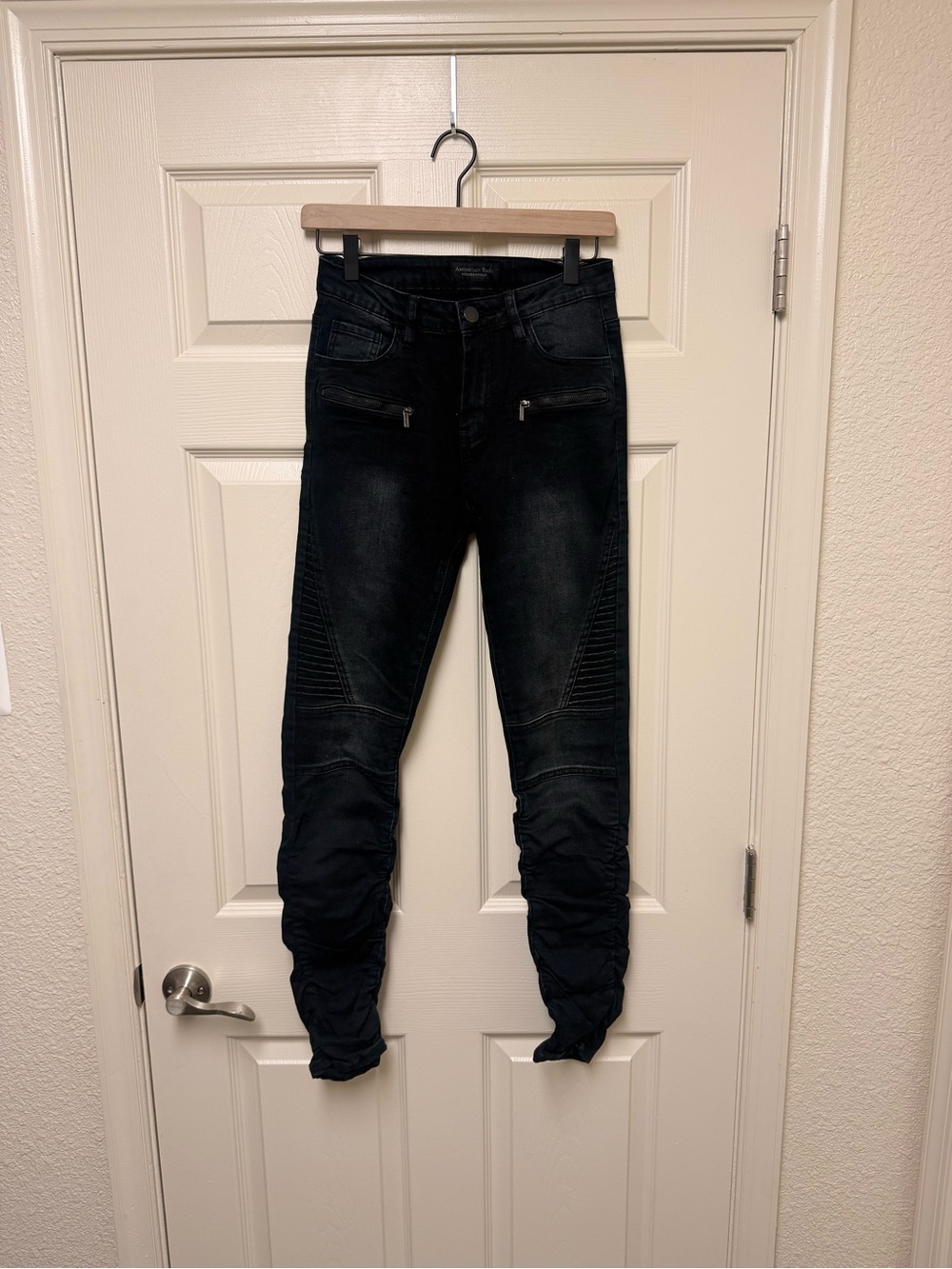 American Bazi Black Moto Skinny Jeans